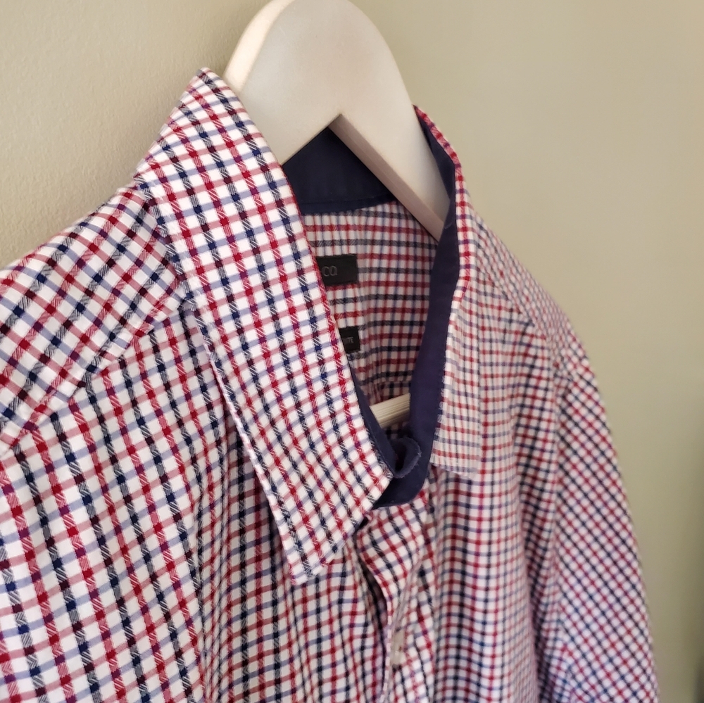 NWOT RW&CO. M Checkered Gingham Dress Shirt Old Money Ivy League Preppy Office
